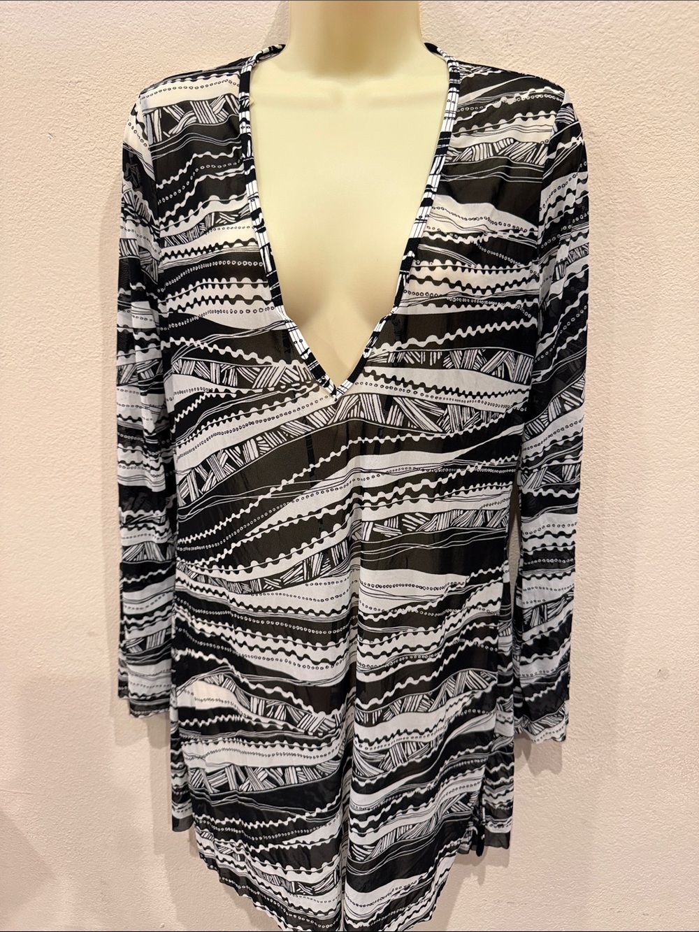 NWT Be Creative swimsuit bikini cover up tunic dress mesh size M